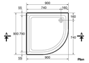 حمام قدم بزاويه 90*90سم برجامون IS