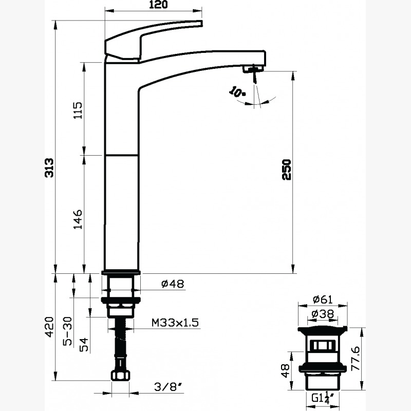 خلاط حوض طويل SD1123-D-RG يد واحده بالفيداج امازون روز جولد S.D