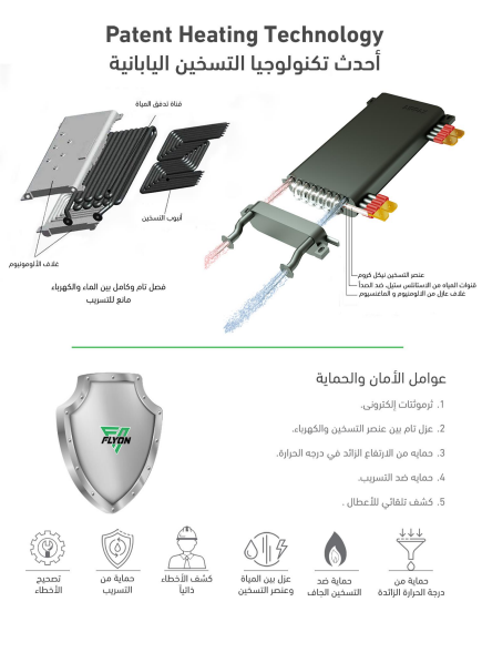 سخان مياه كهربائي PREMIUM 9 قدره 9كيلو/وات اسود فلايون	 